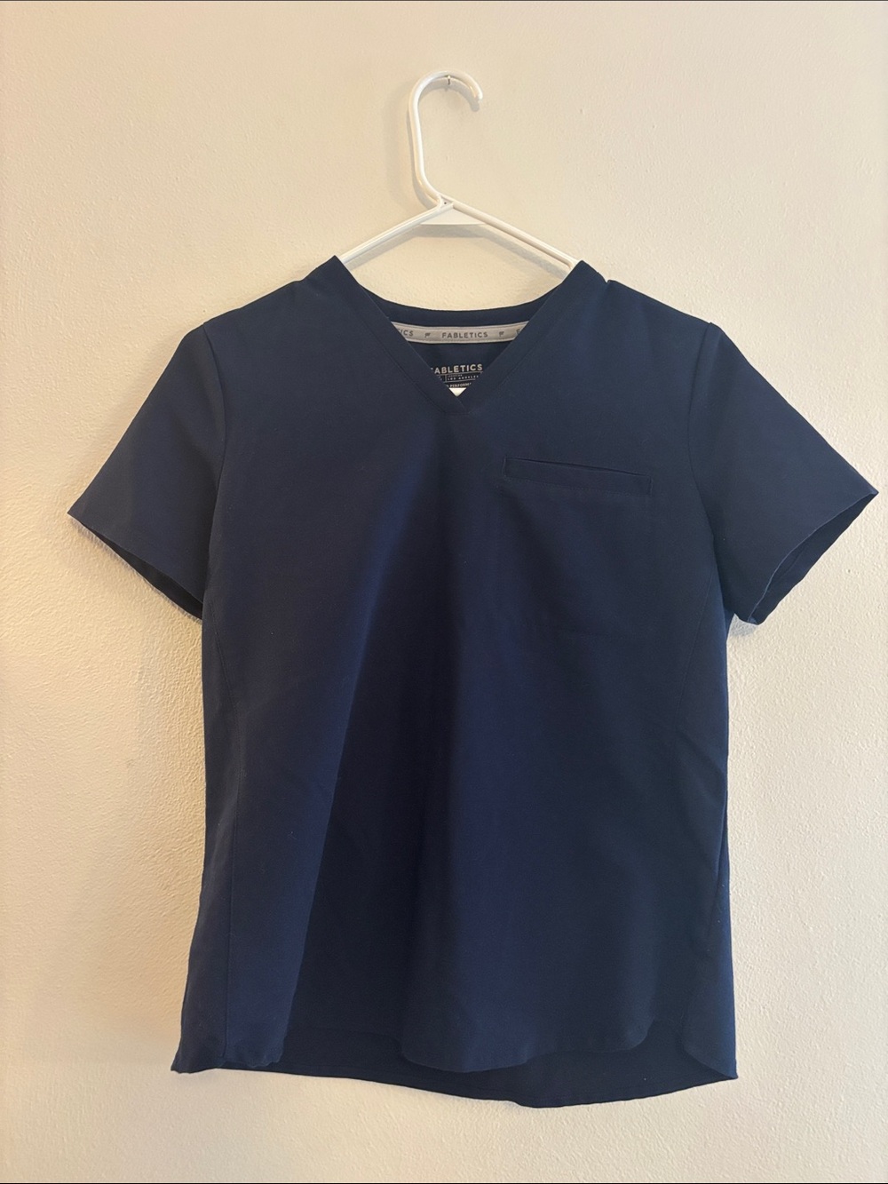 Fabletics Navy Performance Tee with White Logo